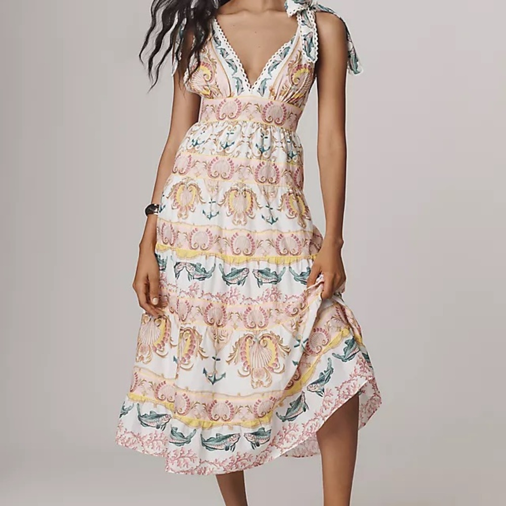 FARM Rio Pink, Yellow & Teal Floral Midi Dress - Picture 3 of 5